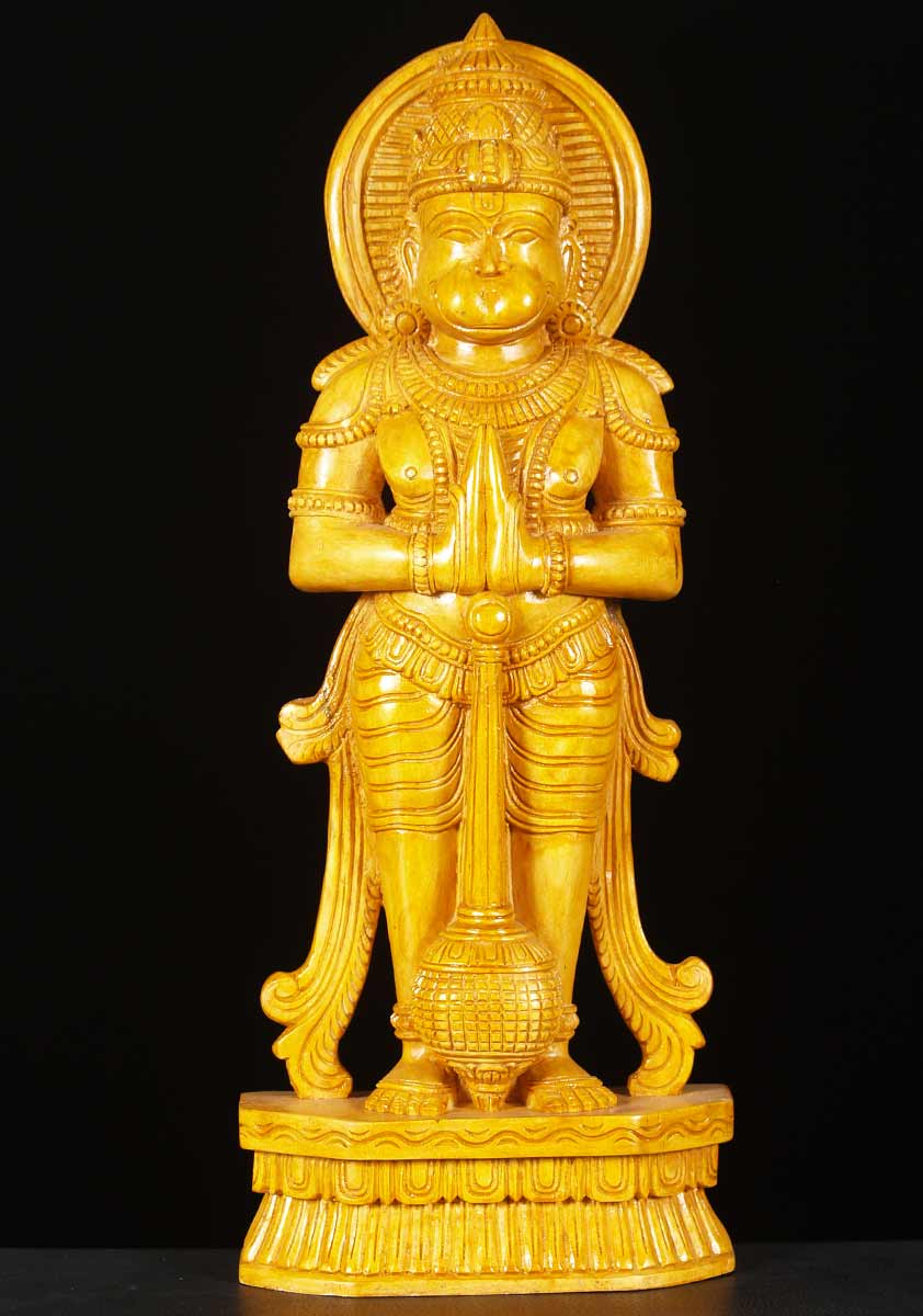 Wood Hanuman in Wai Position 24"